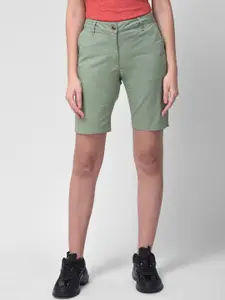 Woodland Women Green Regular Fit Cotton Shorts