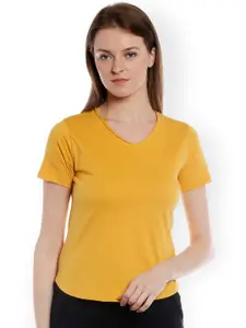 Style Quotient Women Mustard Yellow Regular Fit T-shirt
