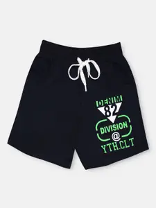 CHIMPRALA Boys Navy Blue Printed Outdoor Antimicrobial Technology Cotton Shorts