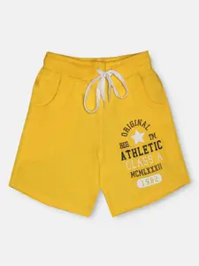 CHIMPRALA Boys Yellow Printed Outdoor Antimicrobial Technology Cotton Shorts