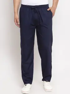 JAINISH Men Navy Blue Solid Pure Cotton Slim-Fit Track Pants