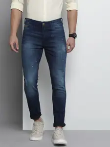 The Indian Garage Co Men Blue Slim Fit Low Distress Light Fade Stretchable Jeans
