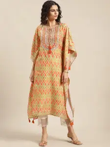 Varanga Women Orange Ethnic Motifs Printed Flared Sleeves Kurta