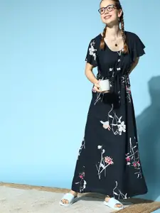 Sweet Dreams Sweet Dreams Women Navy Blue Floral Feminine Nightdress