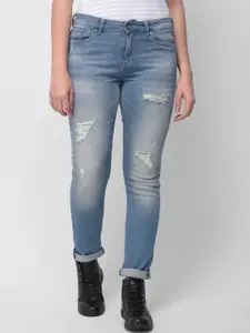 Woodland Women Blue Slim Fit Heavy Fade Stretchable Jeans