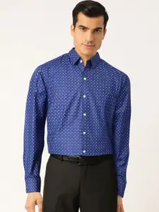 JAINISH Men Blue & White Classic Printed Formal Shirt