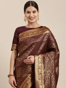 Saree mall Burgundy Ethnic Motifs Silk Blend Sarees