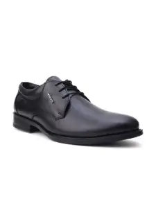 MONDAIN Men Black Solid Leather Formal Derbys