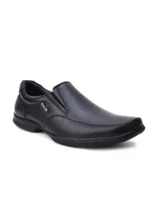 MONDAIN Men Black Solid Formal Leather Slip-on Shoes