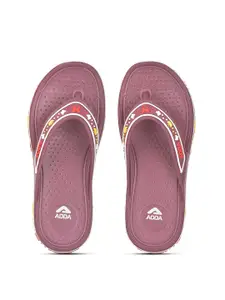 Adda Women Purple & Red Rubber Thong Flip-Flops