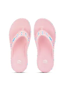 Adda Women Pink & Blue Rubber Thong Flip-Flops