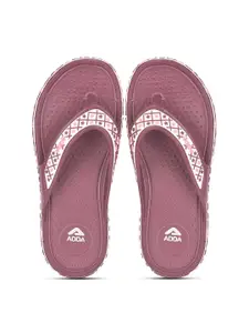 Adda Women Mauve & White Rubber Thong Flip-Flops