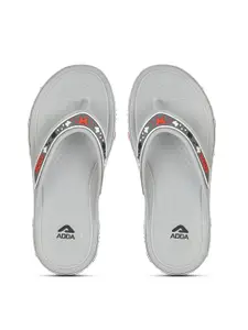 Adda Women Grey & Red Rubber Thong Flip-Flops