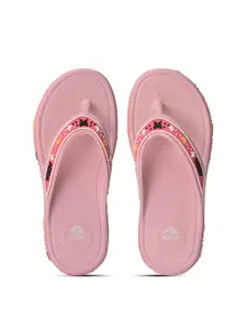 Adda Women Pink & White Rubber Thong Flip-Flops