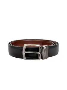 Allen Cooper Men Black & Brown Textured Reversible Leather Belt