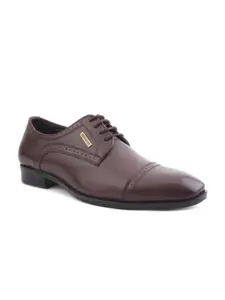 MONDAIN Men Brown Solid Genuine Leather Formal Brogues
