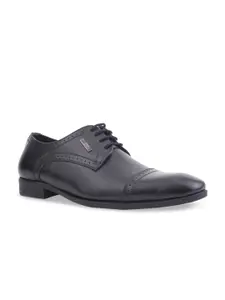 MONDAIN Men Black Leather Formal Derbys