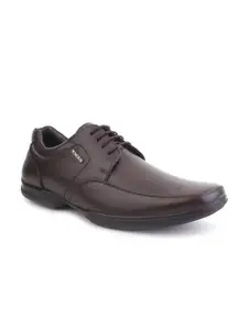 MONDAIN Men Tan Solid Leather Formal Derbys