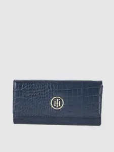 Tommy Hilfiger Women Navy Blue Textured Two Fold Wallet