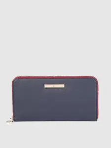 Tommy Hilfiger Women Navy Blue & Red Zip Around Wallet