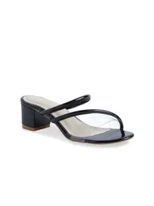 ERIDANI Black & Transparent Solid Block Heels