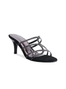 ERIDANI Black Embellished Stiletto Sandals