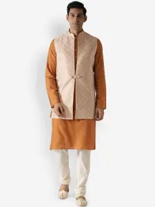 KISAH Men Brown Kurta with Churidar With Jacket