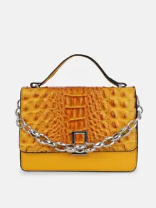 Bagsy Malone Yellow Animal Printed PU Structured Satchel