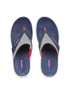 ABROS Women Navy Blue & Pink Thong Flip-Flops