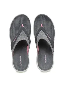 ABROS Women Grey & Pink Thong Flip-Flops