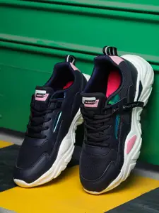 ABROS Women Navy Blue & White Mesh Running Shoes