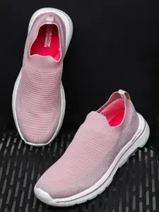 ABROS Women Mauve Mesh Slip-On Running Shoes