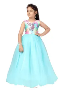 Aarika Turquoise Blue Net Maxi Dress