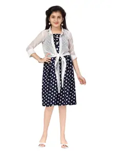 Aarika Navy Blue Printed Dress with Shrug