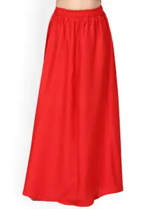 Aarika Girls Red Solid Pure Cotton Maxi Skirt