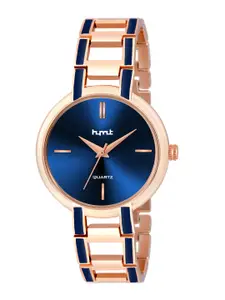 HYMT Women Blue Dial & Rose Gold Bracelet Style Straps Analogue Watch - HMTY-8001