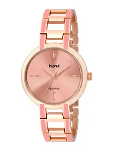 HYMT Women Rose Gold-Toned Dial & Pink Stainless Steel Straps Analogue Watch HMTY-8005