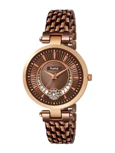 HYMT Women Brown Embellished Dial Bracelet Style Straps Analogue Watch - HMTY-8008