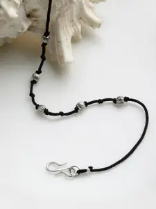 PANASH Oxidized Silver-Plated Handcrafted Thread Anklet