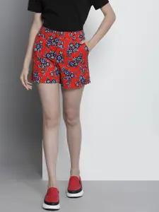 Tommy Hilfiger Women Red & Blue Floral Printed Chino Shorts