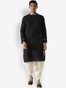 KISAH Men Black Thread Work Kurta