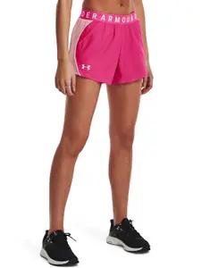 UNDER ARMOUR Women Pink Play Up 3.0 Colorblocked Shorts