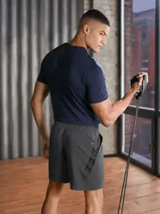 UNDER ARMOUR Men Charcoal Grey Typography Training Woven Graphic Sports Shorts