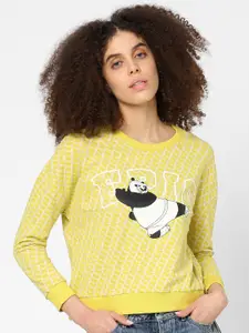 ONLY Women Yellow Kung Fu Panda Printed Sweatshirt