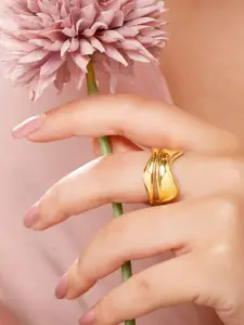Rubans Voguish 24k Gold-Plated Adjustable Statement Finger Ring