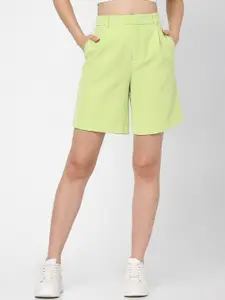 ONLY Women Green High-Rise Shorts