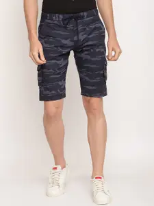 Octave Men Navy Blue Camouflage Printed Sports Shorts