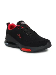 ABROS Boys Black & Red Mesh Running Shoes