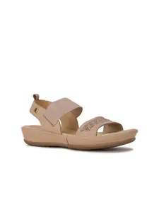 Hush Puppies Beige Wedge Sandals With Laser Cuts