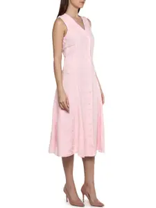 Polo Ralph Lauren Women Pink Solid A-Line Midi Dress